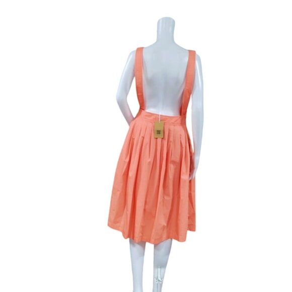 Soolinen Vintage-Inspired Retro 50s Pleated Skirt Adjustable Straps Coral M - Picture 4 of 12